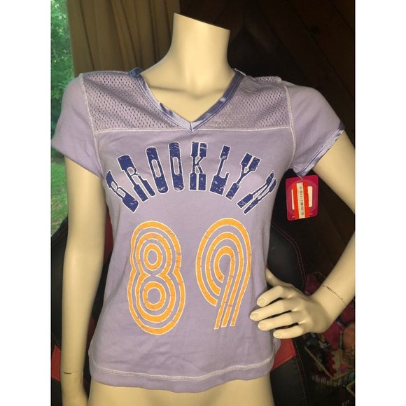 Y2K NWT Brooklyn 89 Purple mesh top tshirt - Picture 2 of 10